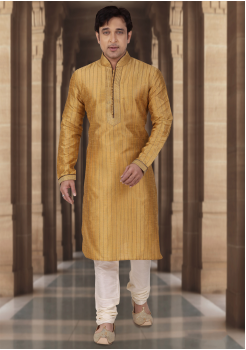 Gold Color Dupion Kurta Set